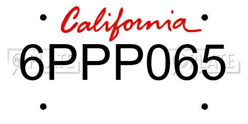 6PPP065 California License Plate