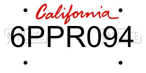 6PPR094 California License Plate