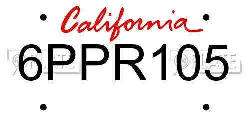 6PPR105 California License Plate