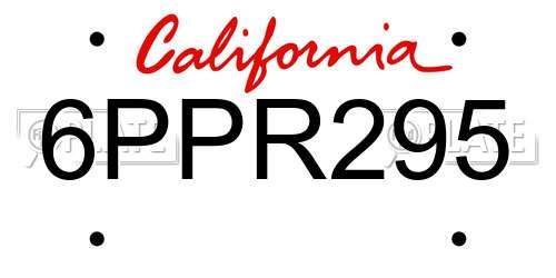 6PPR295 California License Plate