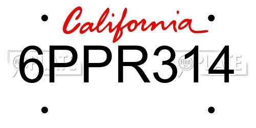 6PPR314 California License Plate