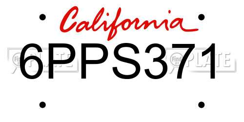 6PPS371 California License Plate