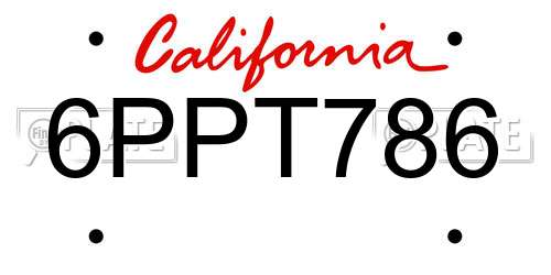 6PPT786 California License Plate