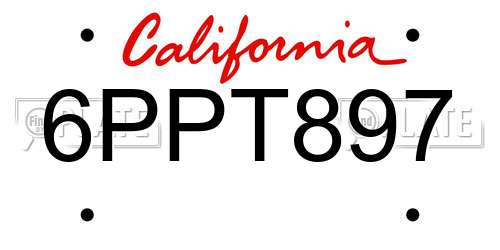 6PPT897 California License Plate