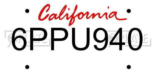 6PPU940 California License Plate