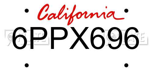 6PPX696 California License Plate