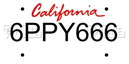 6PPY666 California License Plate