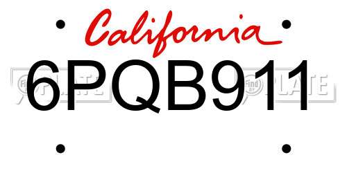 6PQB911 California License Plate
