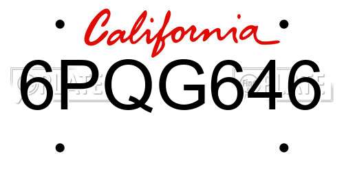 6PQG646 California License Plate