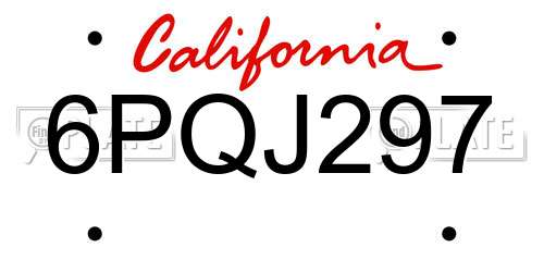 6PQJ297 California License Plate