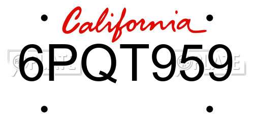 6PQT959 California License Plate