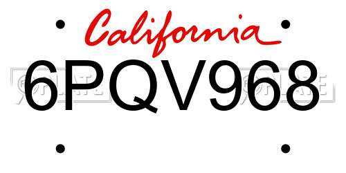 6PQV968 California License Plate