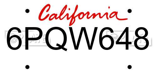 6PQW648 California License Plate
