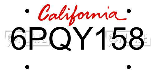6PQY158 California License Plate