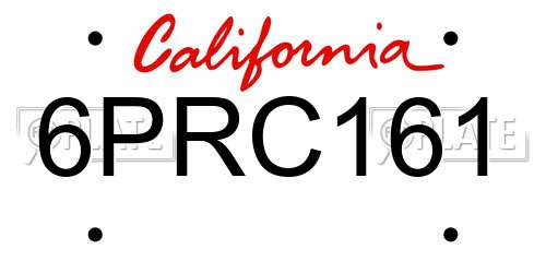6PRC161 California License Plate