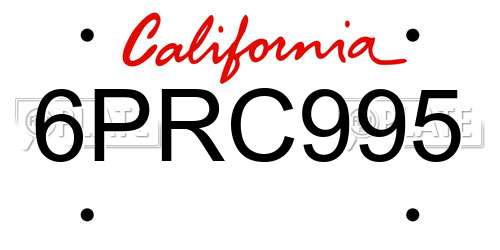 6PRC995 California License Plate