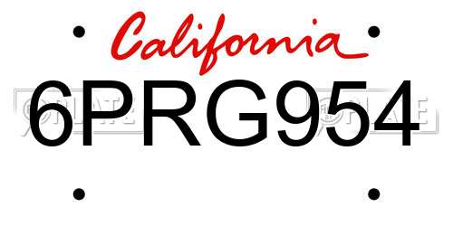 6PRG954 California License Plate
