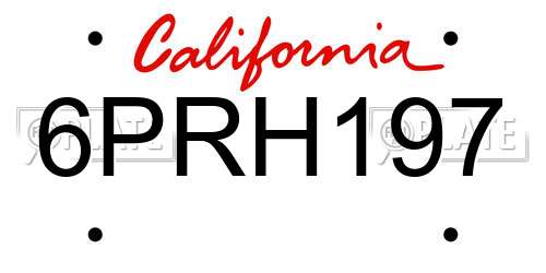 6PRH197 California License Plate