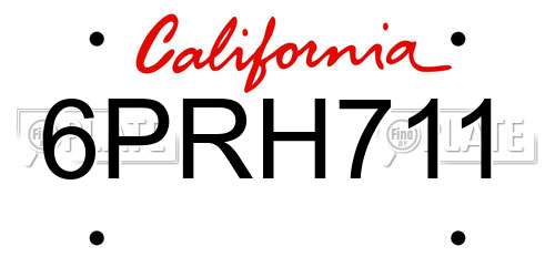 6PRH711 California License Plate