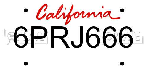 6PRJ666 California License Plate