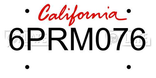 6PRM076 California License Plate