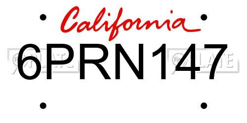 6PRN147 California License Plate