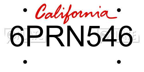 6PRN546 California License Plate