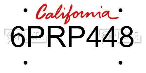 6PRP448 California License Plate