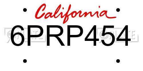6PRP454 California License Plate