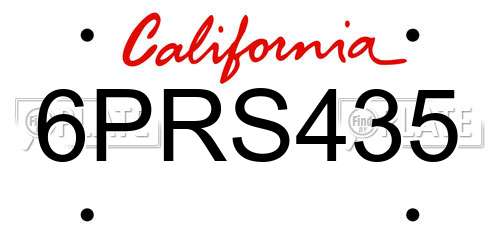 6PRS435 California License Plate
