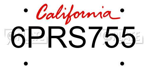 6PRS755 California License Plate