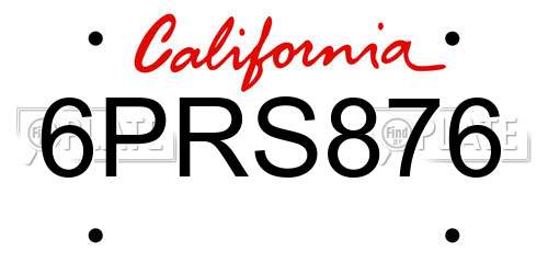 6PRS876 California License Plate