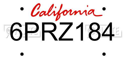6PRZ184 California License Plate