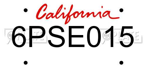6PSE015 California License Plate