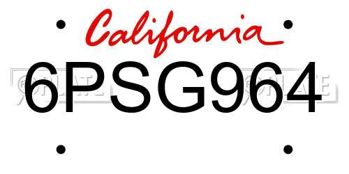 6PSG964 California License Plate