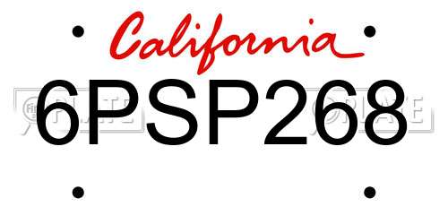 6PSP268 California License Plate