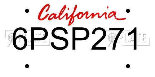 6PSP271 California License Plate