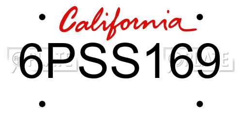 6PSS169 California License Plate