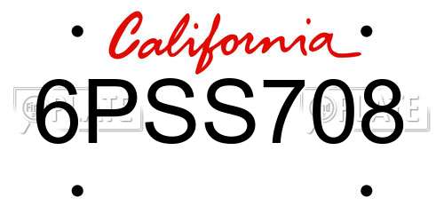 6PSS708 California License Plate