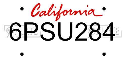 6PSU284 California License Plate