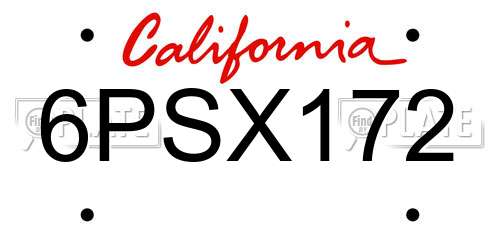 6PSX172 California License Plate