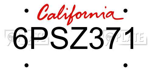 6PSZ371 California License Plate