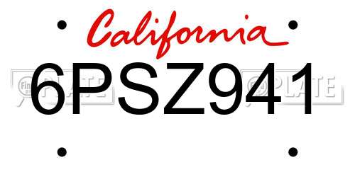 6PSZ941 California License Plate