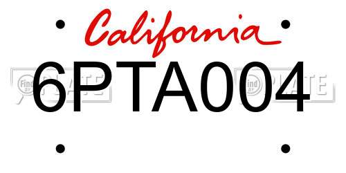 6PTA004 California License Plate