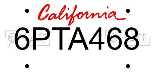 6PTA468 California License Plate