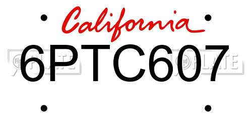 6PTC607 California License Plate