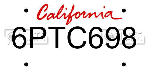 6PTC698 California License Plate