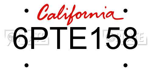 6PTE158 California License Plate