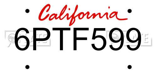 6PTF599 California License Plate