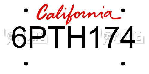 6PTH174 California License Plate